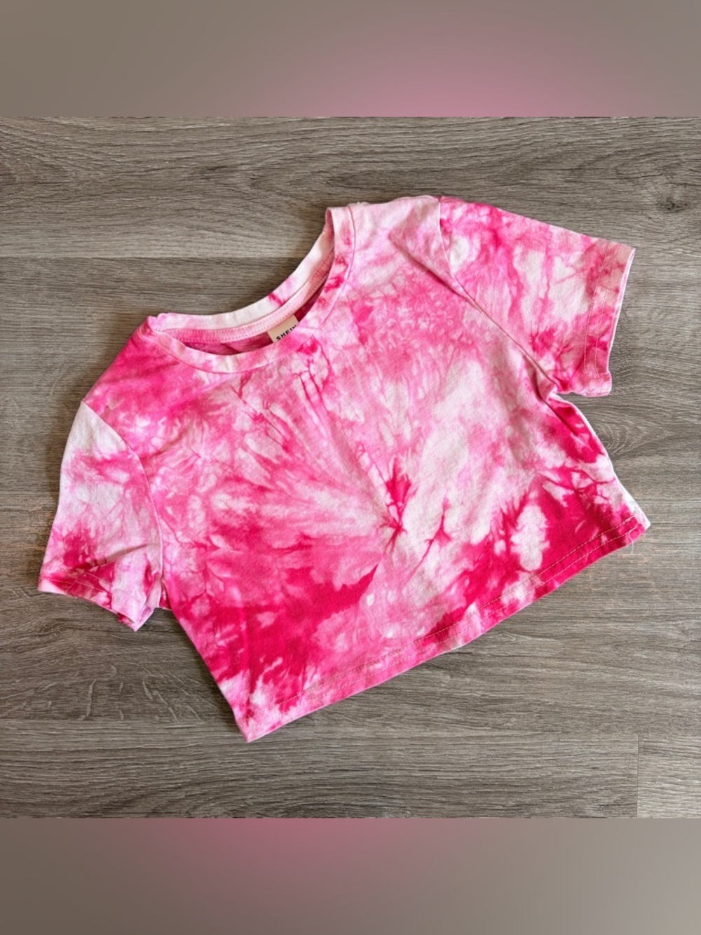 SHEIN girls pink tie dye top